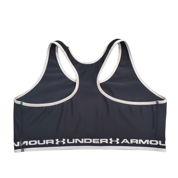 UNDER ARMOUR Racerback Black White Workout Bra Top Size XL - 38/40 - Picture 2 of 5